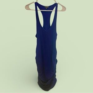 Title Express Navy Blue Ruched Racerback Mini Dress Size Medium Y2K Clubwear